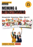 Vorschau - Unterrichtsreihen - Meinung & Mitbestimmung Klasse 3/4 – Materialpaket Demokratie: Meinungsfreiheit, Demonstrieren, Wählen - Deckblatt