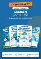 Vorschau - Arbeitsblätter - Erdkunde Klasse 5-7: Gradnetz, Klimadiagramme, Atmosphäre - Deckblatt