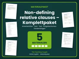 Vorschau - Arbeitsblätter - Non-defining relative clauses – Komplettpaket - Deckblatt