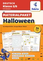 Vorschau - Arbeitsblätter - Die Halloween-Stunde | Klasse 5–6 | Escape-Rätsel, Sachtext, Lückentext, Rätsel + Girlande | LRS - Deckblatt