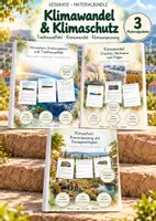 Vorschau - Unterrichtsreihen - Klimawandel & Klimaschutz – 3 große Lernwerkstätten Geografie & Erdkunde | Treibhauseffekt, Klimafolgen, Klimaanpassung & Klimagerechtigkeit | Arbeitsblätter mit Lösungen - Deckblatt