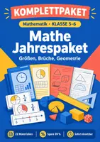 Vorschau - Arbeitsblätter - Mathe Klasse 5-6 Jahrespaket: Größen, Brüche, Geometrie - Deckblatt