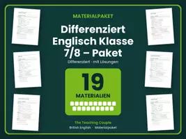 Vorschau - Arbeitsblätter - Differenziert Englisch Klasse 7/8 – Paket - Deckblatt
