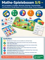 Vorschau - Stundenentwürfe - Mathe-Spieleboxen 5/6 – 30 Lernspiele zu Größen, Rechnen, Brüchen, Dezimalzahlen und Geometrie | Bundle Klasse 5 und 6, Domino, Bingo, Trimino, Brettspiel - Deckblatt