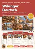 Vorschau - Unterrichtsreihen - Wikinger Deutsch Klasse 3/4 Paket | 5 Einheiten, 65 Seiten mit Lösungen | Runen, Nomen, Lesetext, Sage, Tagebuch | Wikinger-Werkstatt Paket B - Deckblatt