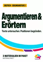 Vorschau - Stundenentwürfe - Argumentieren und Erörtern | 3 Materialien zu Sachtextanalyse, textgebundener und materialgebundener Erörterung | Deutsch Sek I - Deckblatt