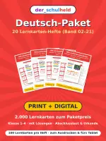 Vorschau - Test - Deutsch-Paket: 20 Lernkarten-Hefte Kl. 1–4 + Digital - Deckblatt