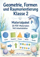 Vorschau - Arbeitsblätter - Geometrie, Formen und Raumorientierung Klasse 2 | Materialpaket | 20 PDFs mit 140 Arbeitsblättern - Deckblatt