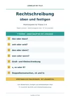 Vorschau - Arbeitsblätter - Rechtschreibung üben – 7 Themen mit Arbeitsblättern und Lösungen | Klasse 5–6“ - Deckblatt