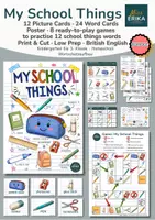 Vorschau - Spiele - MaterialpaketMy School Things – Komplettpaket: Flashcards, Poster & 8 Spiele | Schulsachen Englisch | Zyklus 1 & 2 - Deckblatt
