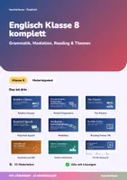 Vorschau - Unterrichtsreihen - Englisch Klasse 8 komplett | Grammatik, Mediation, Reading Trainer, Australien, Kanada, Ferienheft | 12 Arbeitshefte + Klassenarbeiten | mit Lösungen - Deckblatt