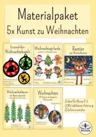 Vorschau - Mal- und Bastelvorlagen - Materialpaket Weihnachten Kunst - 5 fertige Doppelstunden - Kunst Weihnachten Klasse 2, Kunst Weihnachten Klasse 3 - Adventszeit basteln - Deckblatt