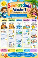 Vorschau - Arbeitsblätter - Sommerschule Woche 1 | Komplettpaket für 5 Tage | Deutsch, Mathematik, Sachunterricht & Soziales Lernen | 4. Klasse - Deckblatt