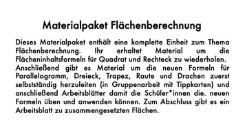Vorschau - Arbeitsblätter - Materialpaket Flächenberechnung (Herleitung und Arbeitsblätter) - Deckblatt