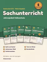 Vorschau - Arbeitsblätter - Sachunterricht Volksschule Paket: 5 Themen mit Lösungen - Deckblatt