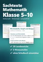 Vorschau - Arbeitsblätter - Sachtexte Mathematik Klasse 5–10 Mittelschule – Materialpaket mit 28 Lernbereichen, Erarbeitungstexte in drei Niveaustufen - Deckblatt