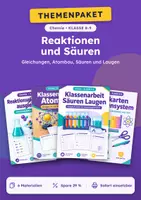 Vorschau - Arbeitsblätter - Chemie Klasse 8-9: Reaktionsgleichungen, Säuren, Atombau - Deckblatt