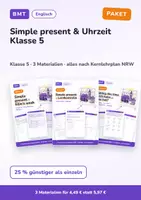 Vorschau - Arbeitsblätter - Simple present & Uhrzeit Klasse 5 – Paket - Deckblatt
