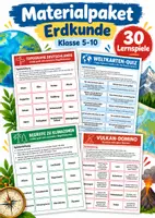 Vorschau - Spiele - Materialpaket Erdkunde – 30 Lernspiele Klasse 5–10 - Deckblatt