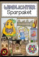 Vorschau - Mal- und Bastelvorlagen - Windlichter basteln Grundschule - Bastelvorlagen, Weihnachten, Winter, Herbst, Halloween, Neujahr, Kunstunterricht | Materialpaket - Deckblatt