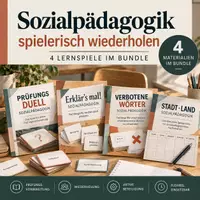 Vorschau - Spiele - Sozialpädagogik spielerisch wiederholen – 4 Lernspiele im Bundle | Prüfungsvorbereitung & Unterricht - Deckblatt