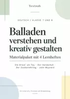 Vorschau - Stundenentwürfe - Balladen verstehen und kreativ gestalten | 4 umfangreiche Lernhefte | Deutsch Klasse 7/8 - Deckblatt