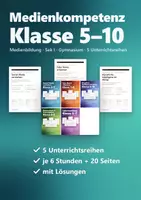Vorschau - Stundenentwürfe - Medienkompetenz Sek I – Unterrichtsreihen-Paket Klasse 5–10 | Social Media, Fake News, Künstliche Intelligenz, Datenschutz, Cybermobbing - Deckblatt