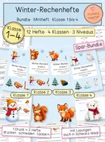 Vorschau - Arbeitsblätter - Winter Mathe Klasse 1–4 | Miniheft Bundle | 12 Rechenhefte differenziert | mit Lösungen - Deckblatt