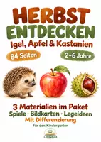 Vorschau - Arbeitsblätter - 🍂🍎Herbst entdecken: Igel, Apfel & Kastanien – Kindergarten-Paket für 2–6 Jahre - Deckblatt