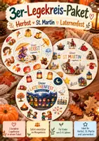 Vorschau - Präsentationen/Tafelbilder - Materialpaket 3er Legekreis-Paket Herbst, St. Martin & Laternenfest | Morgenkreis Kita & Kindergarten | Bildkarten & Sprachförderung - Deckblatt