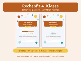 Vorschau - Arbeitsblätter - Rechenfit Paket 4. Klasse | Zahlen bis 1 Million + Schriftlich rechnen - Deckblatt