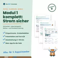 Vorschau - Stundenentwürfe - Bundle: Elektrizitätslehre Modul 1 komplett (G-Kurs) – Sicherheit, Labornetzgerät, Reihen- und Parallelschaltung, Klasse 8/9 - Deckblatt