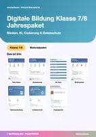 Vorschau - Arbeitsblätter - Digitale Bildung Klasse 7/8 Jahrespaket | Medien, KI, Codierung & Datenschutz | 7 Materialien für Informatik und Medienbildung | mit Lösungen - Deckblatt
