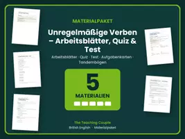Vorschau - Arbeitsblätter - Unregelmäßige Verben – Arbeitsblätter, Quiz & Test - Deckblatt
