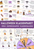 Vorschau - Spiele - Halloween Party in der Klasse – Spiele, Gesprächskarten & Klassenchallenge | Klassengemeinschaft & Soziales Lernen Grundschule - Deckblatt