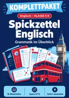 Vorschau - Arbeitsblätter - Englisch Grammatik Spickzettel Komplett Klasse 5-9 - Deckblatt