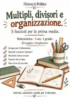 anteprima - Esercizi - Multipli, divisori e organizzazione – 5 fascicoli di matematica, prima media - Pagina di copertina