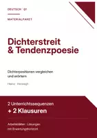 Vorschau - Stundenentwürfe - Materialpaket Deutsch Q1: Dichterstreit & Tendenzpoesie – 2 Unterrichtssequenzen und 2 Klausuren mit Erwartungshorizont - Deckblatt
