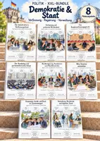 Vorschau - Unterrichtsreihen - Demokratie & Staat – 8 große PoWi-Lernwerkstätten & komplette Unterrichtseinheiten | Grundgesetz, Bundestag, Bundesregierung, Gewaltenteilung, Gesetzgebung, Föderalismus & Verfassungsgericht | Arbeitsblätter mit Lösungen - Deckblatt