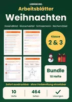 Vorschau - Arbeitsblätter - Weihnachten Klasse 2 und 3 Bundle | Mathe, Deutsch, Dosendiktat, Wunschzettel, Schneemann - Deckblatt
