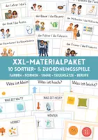 Vorschau - Stationenlernen - Sortierspiele Kita & Vorschule | 10 Zuordnungsspiele zu Farben, Formen, Sinnen, Gegensätzen & Berufen | Wahrnehmung fördern - Deckblatt