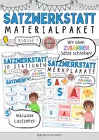 Vorschau - Arbeitsblätter - Satzwerkstatt Klasse 1 - Materialpaket (Merkplakate und Stationen) - Deckblatt