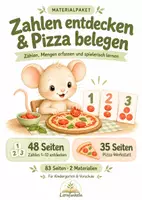 Vorschau - Mal- und Bastelvorlagen - Zahlen 1–10 entdecken & Pizza-Werkstatt | Zählen, Mengen & Rollenspiel | Kindergarten & Vorschule - Deckblatt