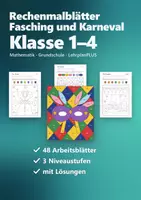 Vorschau - Arbeitsblätter - Fasching Rechenmalblätter Klasse 1–4 – Mathe Paket Karneval | Clown, Maske, Krapfen, Luftballons, mit Lösungen - Deckblatt