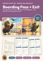 Vorschau - Arbeitsblätter - Stundeneinstieg und Stundenabschluss Deutsch 5/6 | 20 Tickets mit Lösungen | Wortarten, Fälle, Satzglieder | Boarding Pass + Exit-Ticket - Deckblatt