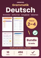 Vorschau - Arbeitsblätter - Deutsch Klasse 2 bis 4 Bundle | Grammatik, Wortarten, Zeitformen, Satzglieder, Satzarten - Deckblatt