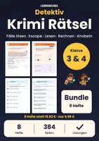 Vorschau - Arbeitsblätter - Krimi Rätsel Klasse 3 und 4 Bundle | Detektiv, Escape, Lesen, Rechnen, Knobeln - Deckblatt