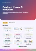 Vorschau - Unterrichtsreihen - Englisch Klasse 5 komplett | Grammatik, Irregular Verbs, Reading Trainer, London, Ferienheft | 10 Arbeitshefte + Klassenarbeiten | mit Lösungen - Deckblatt