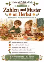 Vorschau - Arbeitsblätter - Zahlen und Muster im Herbst Mini-Bundle Klasse 1–3 - Deckblatt