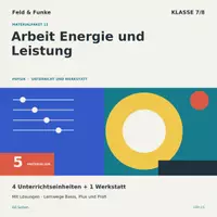 Vorschau - Arbeitsblätter - Arbeit Energie und Leistung | Physik Klasse 7/8 | 5 Materialien mit Lösungen - Deckblatt